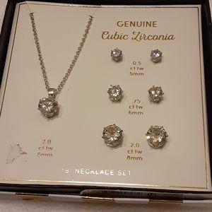 Genuine cubic zirconia necklace and earring set